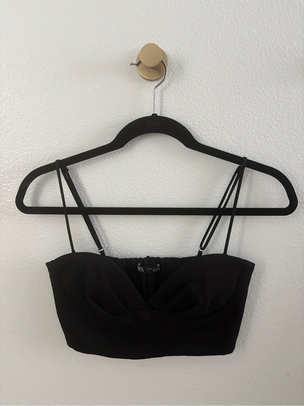 Zara Black Corset Bustier Crop Top with Adjustable Straps Side Zipper XS